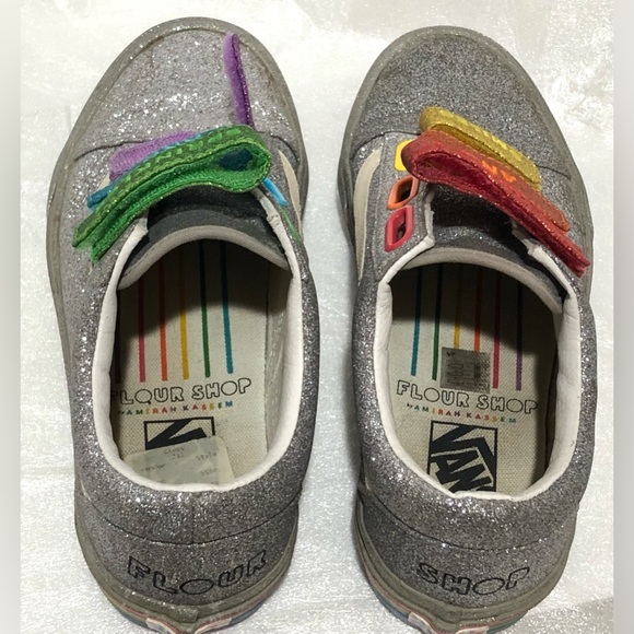 Vans Silver Red Sneakers with Rainbow Elastic Bands - Picture 6 of 10